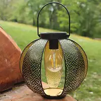 Lanterne extérieure solaire bicolore en métal ajouré