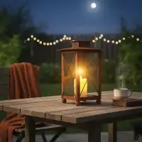 Lanterne décorative carrée en métal rouillé - L.24 x l.24 x H.36,5cm