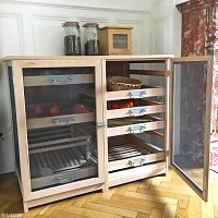 Légumier fruitier 6 tiroirs modèle bas - Poignée métal