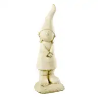 Lutin de jardin en pierre reconstituée, fille - Statuette déco Beige L.15 x H.54cm