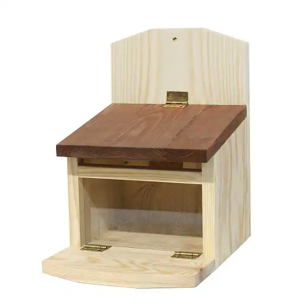 Mangeoire Pour Écureuils En Bois à Assembler - 2 Entrées, Toit Ouvrant - À Suspendre Dans Le Jardin Ou Sur Le Balcon