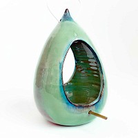 Mangeoire oiseaux céramique Goutte emaillée