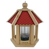 Mangeoire à oiseaux en bois éco-conçue Gazebo, toit vert ou rouge L. 29 x H. 32cm