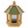 Mangeoire à oiseaux en bois éco-conçue Gazebo, toit vert ou rouge L. 29 x H. 32cm