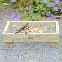 Mangeoire pour oiseaux et hérissons en bois - A poser ou suspendre - L.35 x l.27 x H.10cm