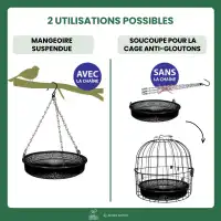 Mangeoire oiseaux suspendue - Soucoupe pour cage anti-gloutons D.26,5cm