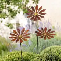 Marguerite à planter en métal rouillé - Diam. 12cm