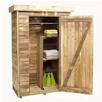 Armoire de jardin en bois, toit plat - Rangement extérieur L. 130 x l. 69 x H. 200 cm  Armoire de jardin en bois, toit plat - Rangement extérieur L. 130 x l. 69 x H. 200 cm
