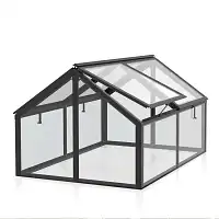 Mini serre de jardin - Châssis froid en aluminium noir et verre trempé L.124 x l.89 x H.71cm