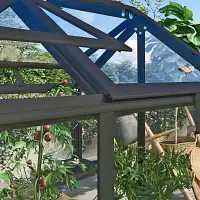 Carré potager surélevé avec serre amovible - Aluminium noir et verre trempé L.127 x l.89 x H.135cm