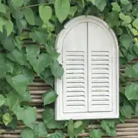 Miroir de jardin en bois 2 portes - Blanc ivoire
