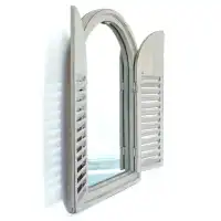 Miroir de jardin en bois 2 portes - Blanc ivoire