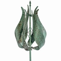 Eolienne Jubilée en métal avec pied - Vert de gris - H. 190 x D. 44 cm
