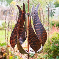Eolienne Tulipe en métal avec pied - Cuivré