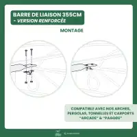 Barre de liaison 355cm renforcée pour arche - Spéciale plante grimpante lourde