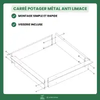 Carré potager acier 50x100cm anti limace