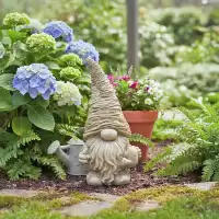 Nain de jardin en pierre reconstituée - Beige L.17 x H.31cm