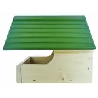 Nichoir pour rouge-gorge en bois, toit vert