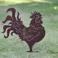 Silhouette Coq - déco de jardin en métal