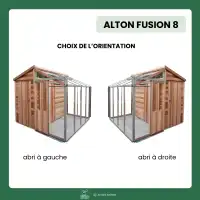 Serre de jardin en bois avec abri ALTON Fusion 8 - Cèdre rouge 8.69m2