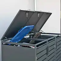 Cache poubelle extérieur en métal triple - 3 poubelles