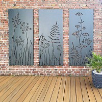 Panneau décoratif extérieur en métal L.80 x H.180cm - Motif fleurs