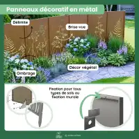 Panneau décoratif extérieur en métal L.80 x H.180cm - Animaux de la forêt