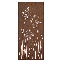 Panneaux décoratifs en acier corten L.240 x H.180cm - Scène végétale - lot de 3