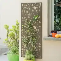 Panneau décoratif en métal ajouré, motif Feuilles - L.60 x H.150cm