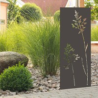 Panneau décoratif extérieur en métal L.53 x H.144cm - Graminées gris