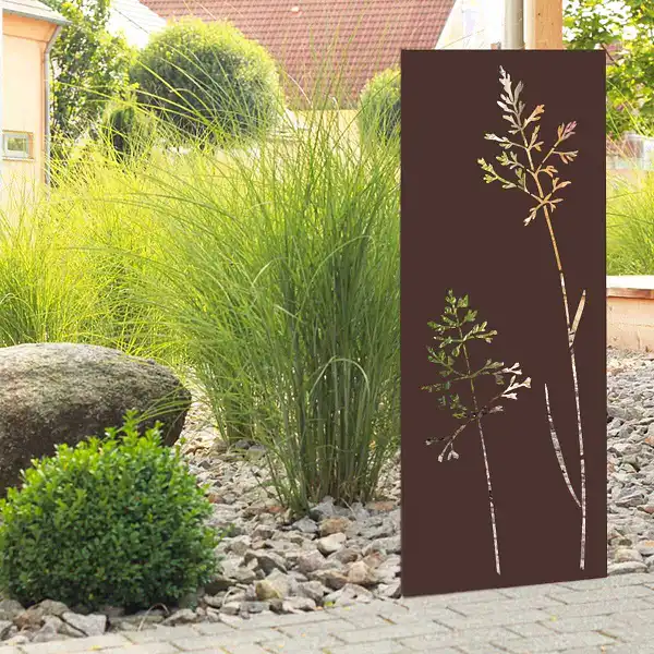 panneau decoratif metal gramines marron