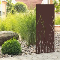 Panneau décoratif extérieur en métal L.53 x H.144cm - Herbes n°1 marron