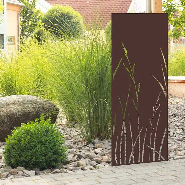 panneau decoratif metal herbe marron
