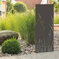 Panneau décoratif extérieur en métal L.53 x H.144cm - Herbes n°1 gris