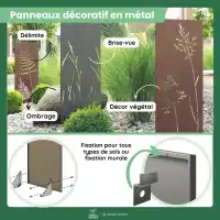 Panneau décoratif extérieur en métal L.53 x H.144cm - Allium gris