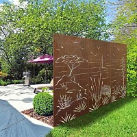 Panneaux décoratifs en acier corten L.80 x H.180cm - Bord de mer - lot de 3