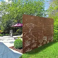 Panneaux décoratifs en acier corten L.240 x H.180cm - Bord de mer - 3 panneaux