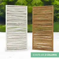 Panneau cadre en pin et rameaux de noisetier - blanc cérusé - l. 90 x H. 180cm  Panneau cadre en pin et rameaux de noisetier - blanc cérusé - l. 90 x H. 180cm
