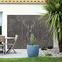 Panneau décoratif extérieur en métal L.80 x H.180cm - Animaux de la forêt