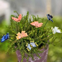 Papillon en céramique sur tige à planter - Bleu