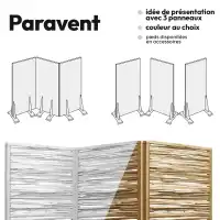 Panneau cadre en pin et rameaux de noisetier - blanc cérusé - H.180 x l.90 cm