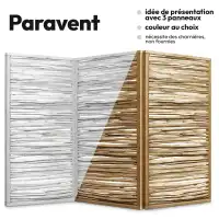 Panneau cadre en pin et rameaux de noisetier - blanc cérusé - H.180 x l.90 cm