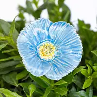 Pavot bleu clair - Fleur en céramique sur tige à planter
