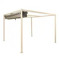 Pergola aluminium avec toile rétractable - L.3m x l.3m x H.2,2m - Beige ou Gris