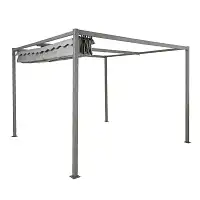 Pergola aluminium avec toile rétractable - L.3m x l.3m x H.2,2m - Beige ou Gris