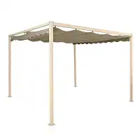 Pergola aluminium avec toile rétractable - L.3m x l.3m x H.2,2m - Beige ou Gris