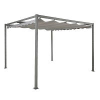 Pergola aluminium avec toile rétractable - L.3m x l.3m x H.2,2m - Beige ou Gris