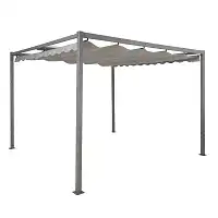 Pergola aluminium avec toile rétractable - L.3m x l.3m x H.2,2m - Beige ou Gris