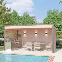 Pergola en bois 14,5m2 - Douglas 55mm fabrication française L.5 x l.2,9 x H.2,58m