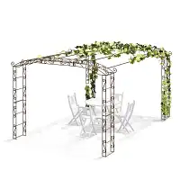 Pergola renforcée pour plantes grimpantes Pagode 13,60m2 - L. 4,45 x l. 3,05 x H. 2,28 m  Pergola renforcée pour plantes grimpantes Pagode 13,60m2 - L. 4,45 x l. 3,05 x H. 2,28 m